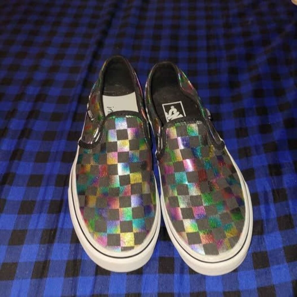 Vans Holographic Checkered Slip-On Shoes Women's 6.5